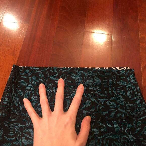 Lululemon Wunder Under Leggings Black White Palm Leaves - Picture 8 of 8